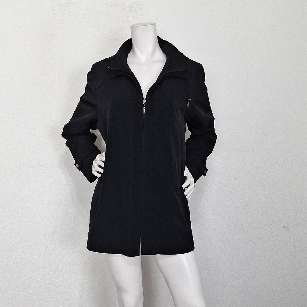 Gallery Women’s Black Gorpcore Outdoor Rain Front Zip Hooded Jacket Size M